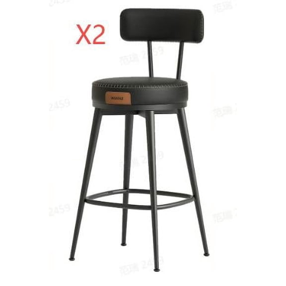 VASAGLE EKHO Collection - Bar Stools Set of 2, Counter Height Swivel Bar Stools with Back, Synthetic Leather with Stitching Ink Black