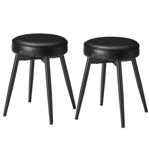 VASAGLE EKHO Collection - Dining Chairs Stools Set of 2, Upholstered Kitchen Stools, Vanity Stools, Synthetic Leather with Stitching, Ink Black