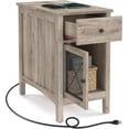 thumbnail image 1 of VASAGLE Side Table with Storage, End Table with USB Ports and Outlets, Nightstand with Charging Station, Drawer, Storage Cabinet, Magazine Rack, for Living Room, Bedroom, Greige, 1 of 7