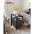 thumbnail image 1 of VASAGLE Slim Side End Table with Charging Station, Narrow Nightstand with 2 Drawers and Open Shelves, Steel Frame Bedside Table for Small Spaces, Charcoal Gray and Ink Black, 1 of 6