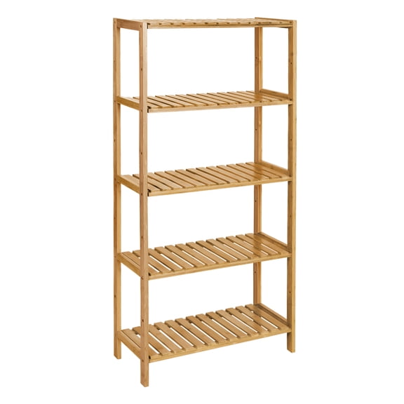 5-Tier Bamboo Storage Shelf, Shelving Unit, Multifunctional, in the Entryway, Bathroom, Living Room, 10.2 x 23.6 x 51.2 Inches, Natural