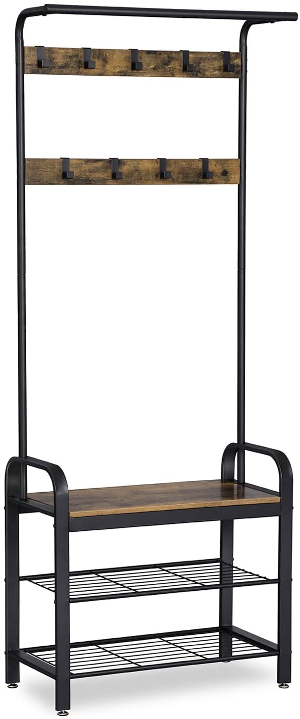 Vasagle industrial hall tree coat rack shoe bench entryway storage shelf hotsell