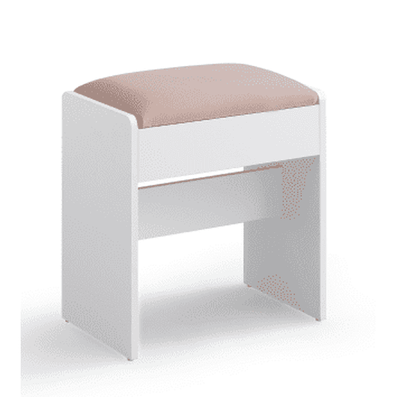 VASAGLE KAILYN Collection - Velvet Vanity Stool, Upholstered Makeup Stool, Footrest with Anti-Slip Pads, Matte White and Jelly Pink