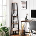 thumbnail image 1 of VASAGLE Ladder Shelf 5-Tier Corner Shelf Stand Bookshelf Plant Stand Display Shelf for Living Room Office Rustic Brown and Black, 1 of 10