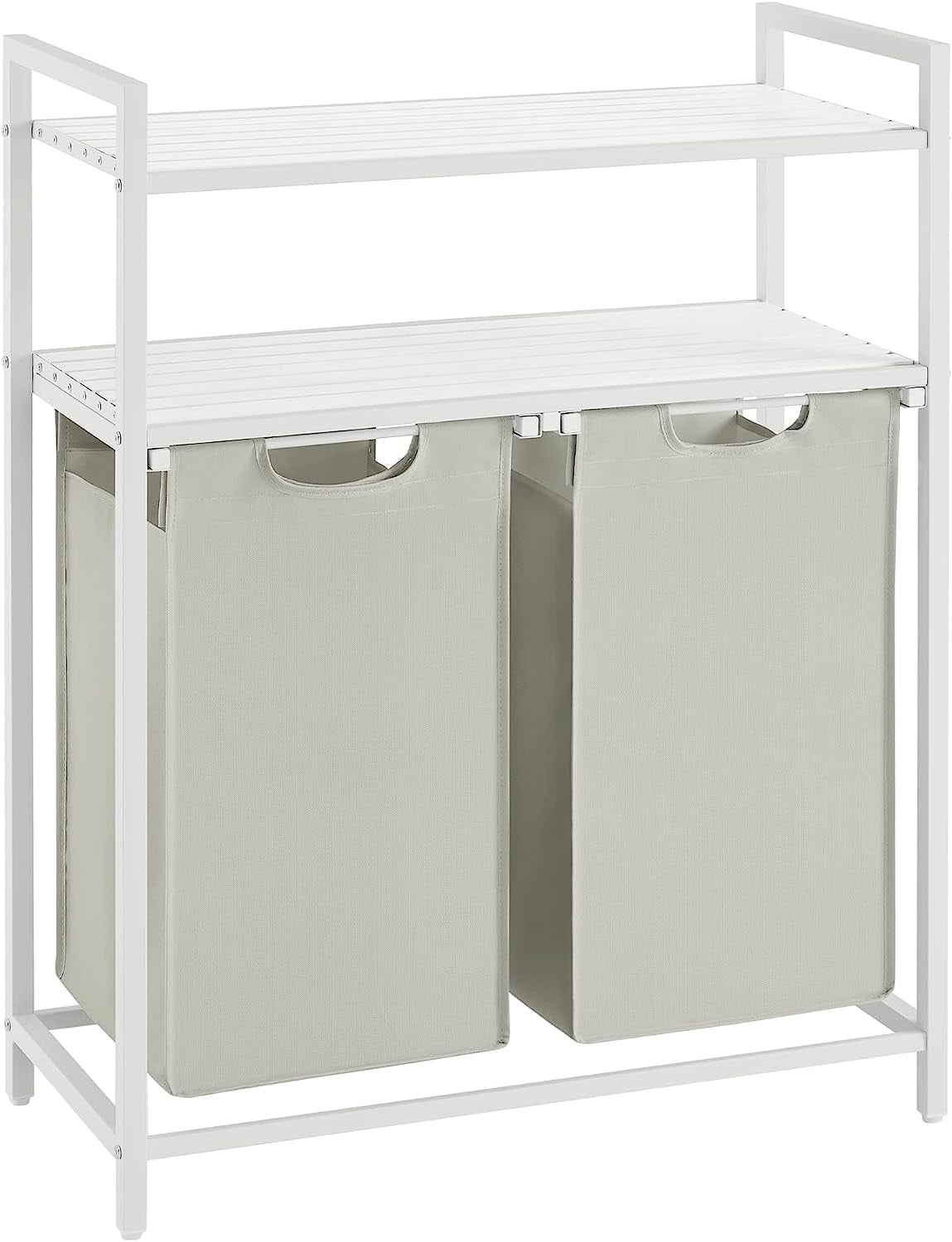 White MDF and Steel Laundry Hamper with Removable Bags