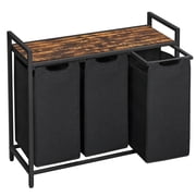 VASAGLE Laundry Hamper, Laundry Basket, Laundry Sorter with 3 Pull-Out and Removable Bags, Shelf, 3 x 10 Gallons (38L),