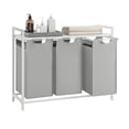 thumbnail image 1 of VASAGLE Laundry Hamper, Laundry Basket, Laundry Sorter with 3 Pull-Out and Removable Bags, Shelf, Metal Frame, 3 x 10 Gallons (38 L), Dove Gray, 1 of 7