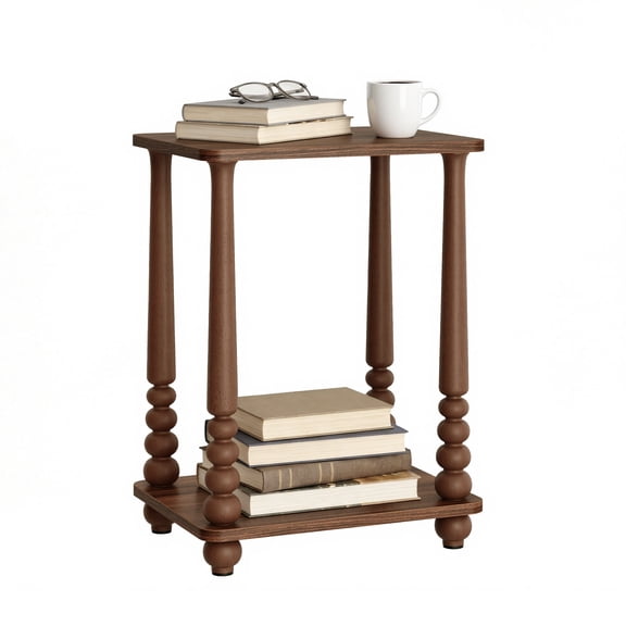 VASAGLE MARIEL Collection - Side Table, Accent Nightstand for Small Spaces, Rectangular End Table with Shelf, Solid Wood Legs, Chestnut Walnut