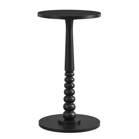 VASAGLE MARIEL Collection - Side Table, Accent Nightstand for Small Spaces, Round End Drink Table, Solid Wood Leg, Mid-Century Modern, Ink Black