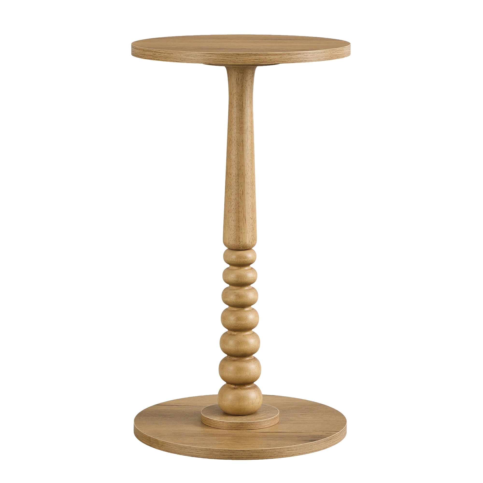 VASAGLE MARIEL Collection - Side Table, Accent Nightstand for Small Spaces, Round End Drink Table, Solid Wood Leg, Mid-Century Modern, Natural Brown