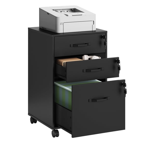 Va File Folder VASAGLE Mobile File Cabinet, 3 Drawers with Wheels, for A4, Letter ...