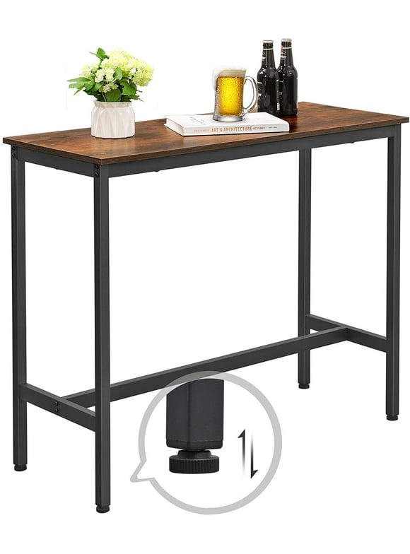 VASAGLE Narrow Long Bar Table Kitchen Dining Table High Pub Table fot Dining Room Rustic Brown and Black