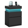 thumbnail image 1 of VASAGLE Nightstand with Power Outlets, Sliding Lid, Modern Bedside Table with LED Lights, End Table, 2 Drawers, 15.7 x 18.9 x 26.8 Inches, Ink Black, 1 of 6