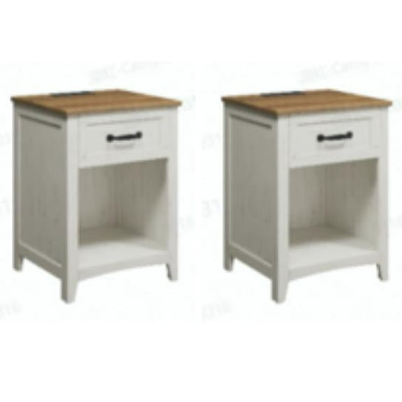 Nightstand, Side Table with Fabric Drawer, 24-Inch Tall End Table with Storage Shelf, Bedroom