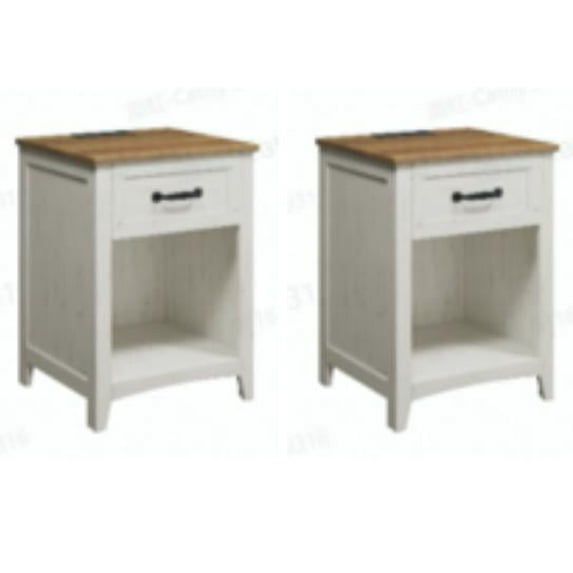 Nightstand, Side Table with Fabric Drawer, 24-Inch Tall End Table with Storage Shelf, Bedroom