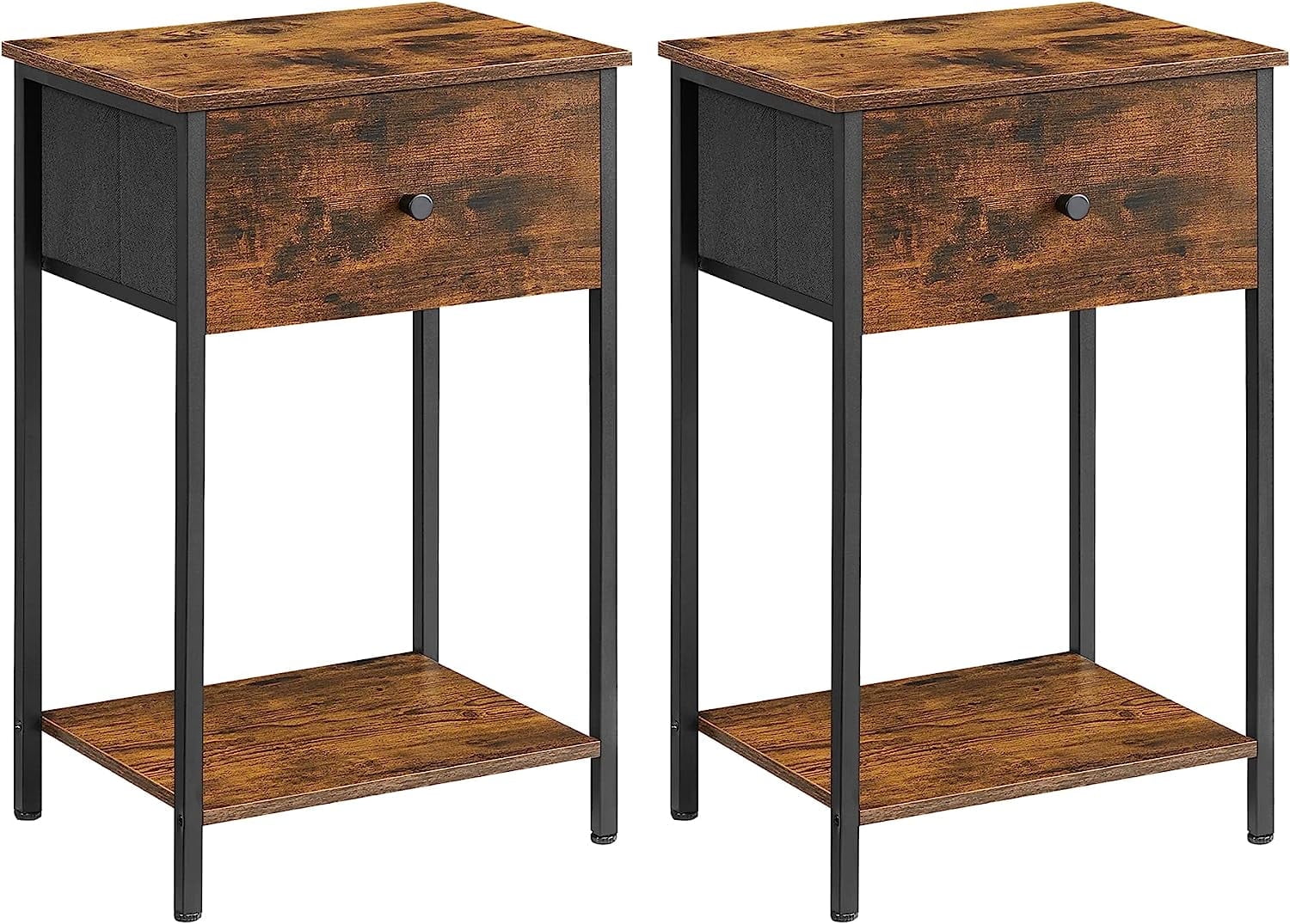 Genericl Table Generic Nightstands, Set of 2, 24-Inch Tall End Tables with Rustic ...
