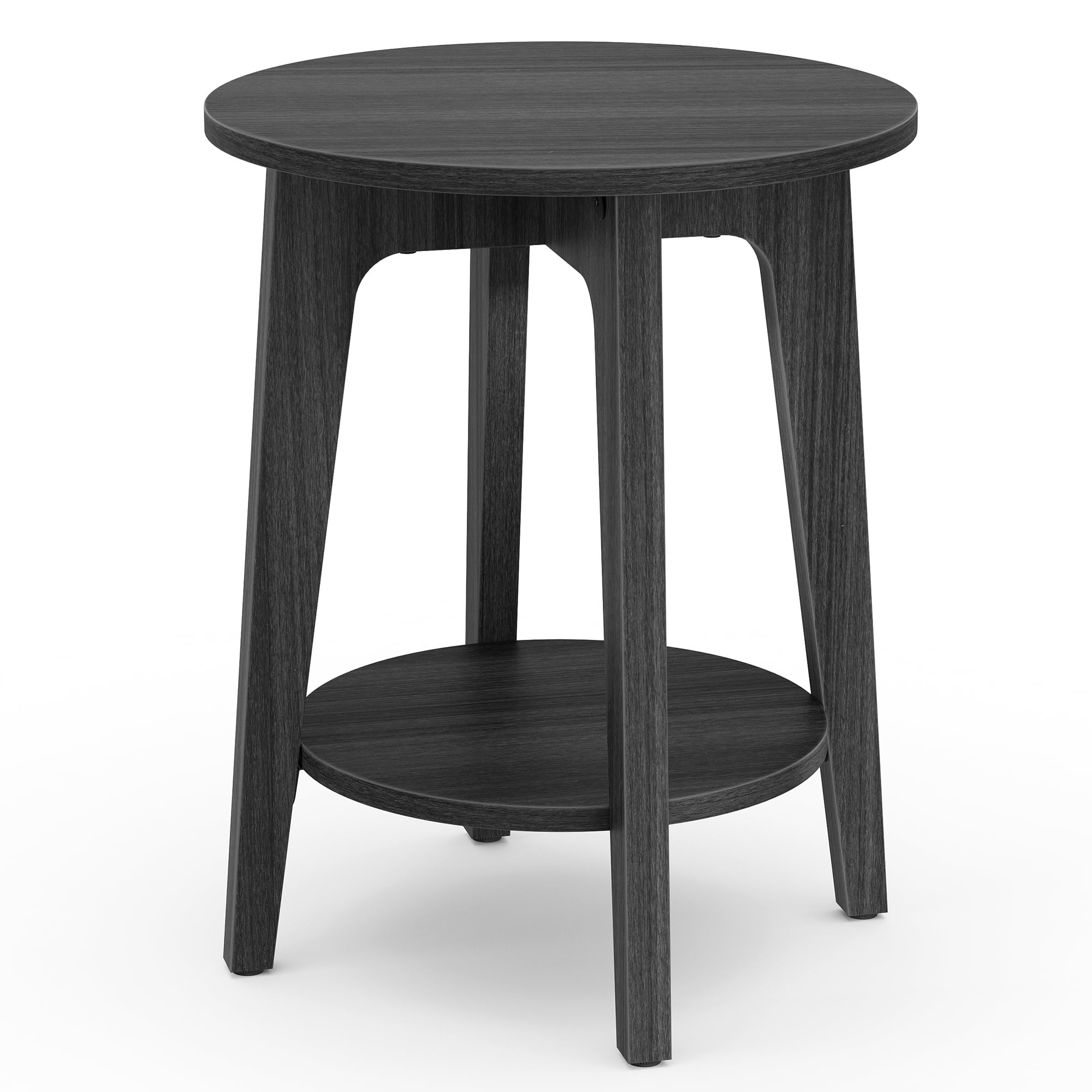 VASAGLE Round Side Table with Lower Shelf End Table for Small Spaces