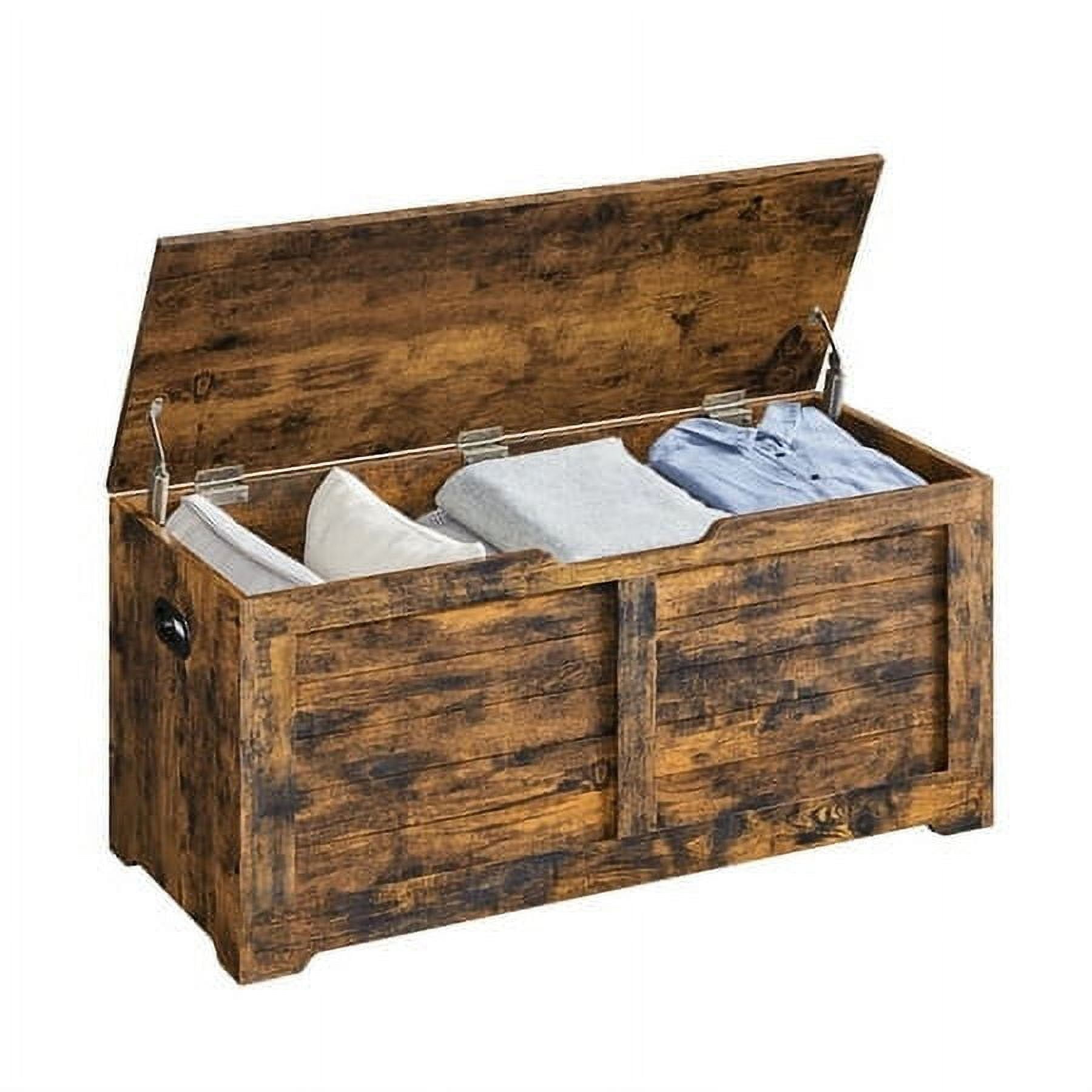 VASAGLE Rustic Style Storage Chest Shoe Benc Extra Seating 15.7 x 39.4 x 18.1 Inches Brown