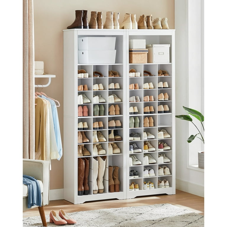 VASAGLE Shoe Storage Cabinet 10 Tier Elegant Shoe Rack Organizer Holds Up to 30 Pairs of Shoes for Entryway Bedroom 12.6 x 24.8 x 73.6 Inches White