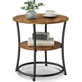 thumbnail image 1 of Side Table, 2-Tier Round End Table, Nightstand with Steel Frame for Small Spaces, Living Room, Bedroom, Rustic Brown and Ink Black, 1 of 5