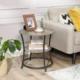 thumbnail image 1 of Side Table, Round End Table with 2 Storage Shelves Nightstand for Living Room, Accent Coffee Table, Greige, 1 of 8