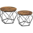 thumbnail image 1 of VASAGLE Small Round Coffee Table Set of 2 Side End Table with Steel Frame Rustic Brown and Ink Black, 1 of 7
