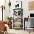 thumbnail image 1 of Standing Shelf Ladder Rack with 4 Open Shelves Bookshelf Kitchen Shelf for Kitchen Office Rustic Brown and Black, 1 of 6