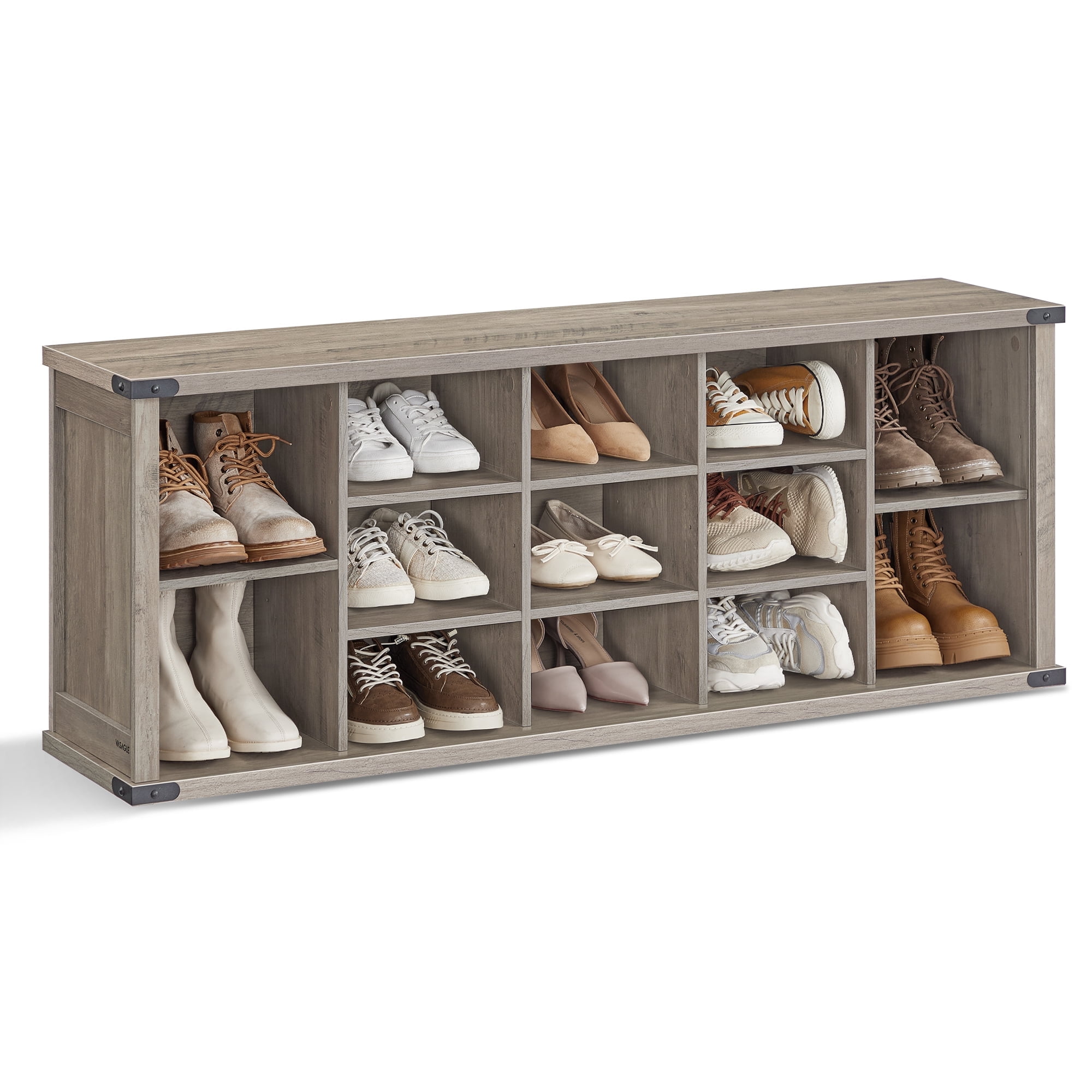 VASAGLE 6 Compartment Shoe Bench with Cushion Storage Cabinet for Entryway White Walmart