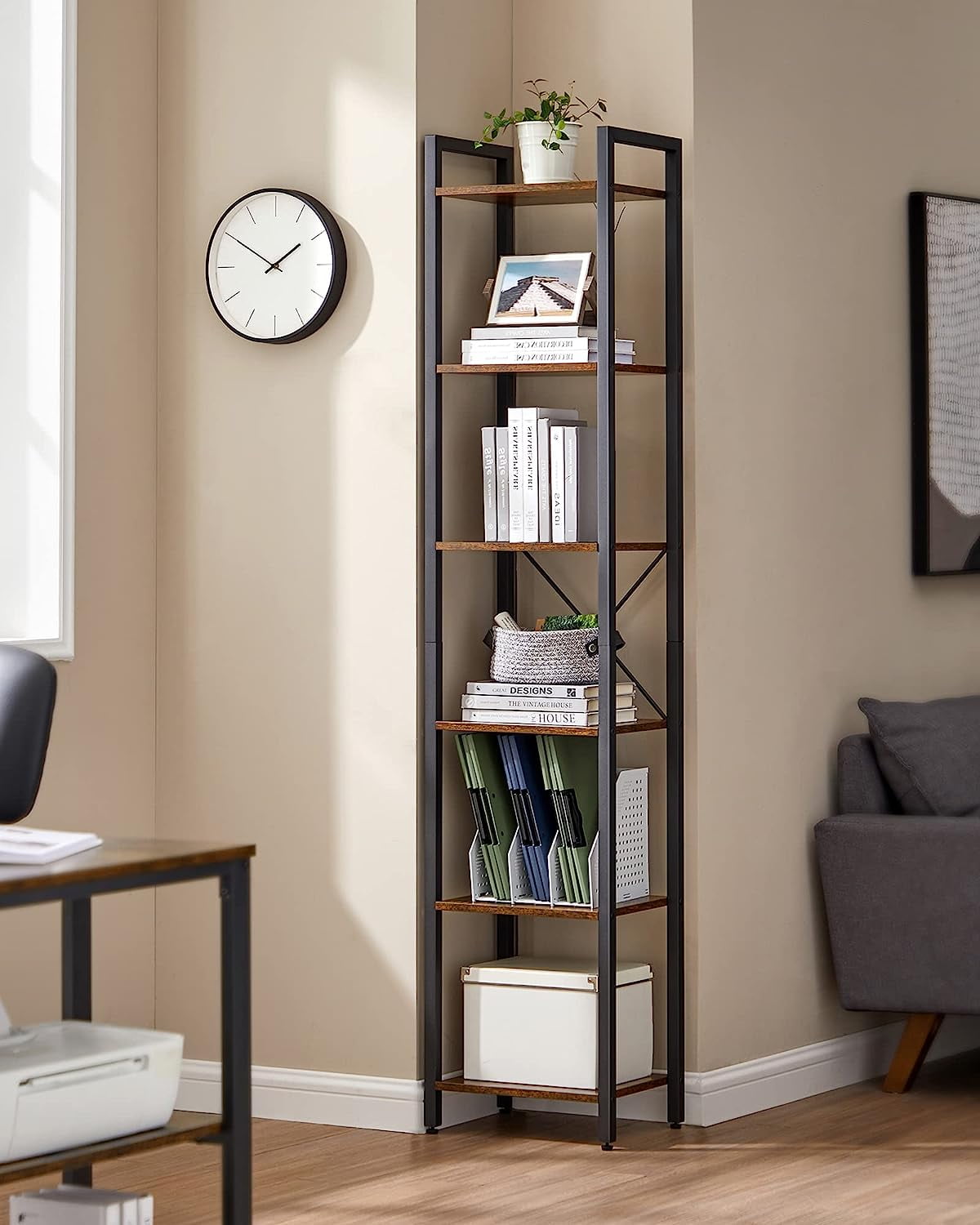 VASAGLE Storage Rack 6Tier Bookshelf Home Office Bookcase for Living