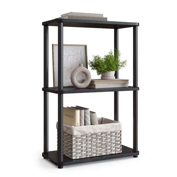 VASAGLE Superfast Toolless Assembly, 3-Tier Shelf for Living Room, Standing Shelf, Bookshelf, 9.4 x 15 x 27.8 Inches, Ebony Black and Ink Black