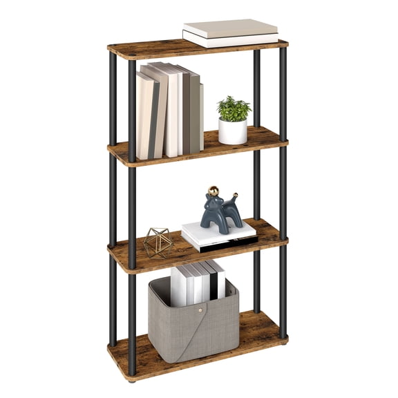 VASAGLE Superfast Toolless Assembly, 4-Tier Shelf for Living Room, Standing Shelf, Bookshelf, Bedroom, Kitchen, 9.4 x 23.6 x 41.3 Inches, Rustic Brown and Ink Black