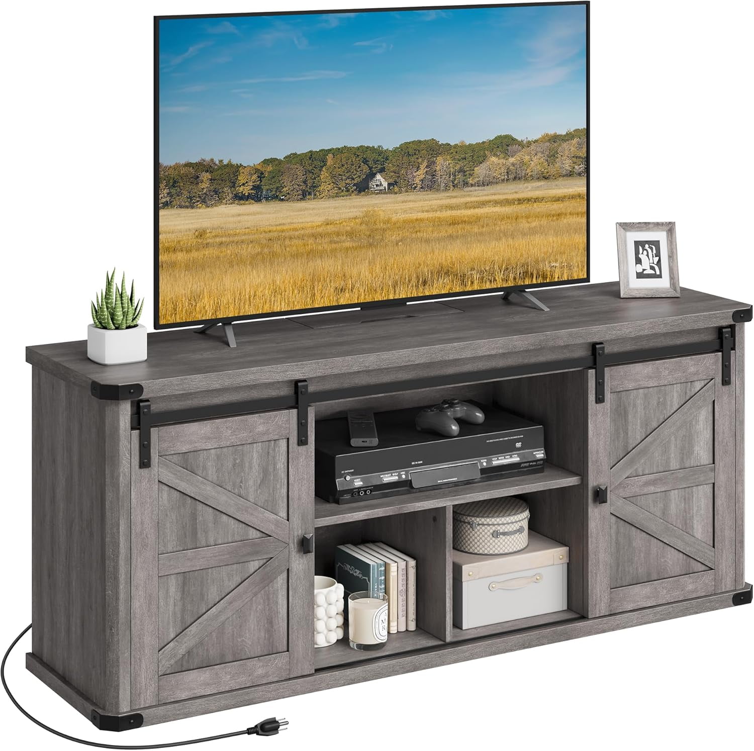 Vasagle tv stand with sliding barn doors discount