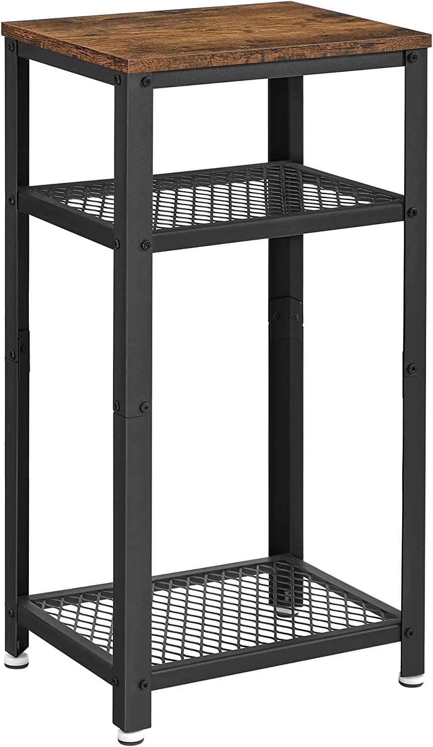 VASAGLE Tall Side Table, Telephone Table End Table with 2 Mesh Shelves for Living Room Bedroom Home Office