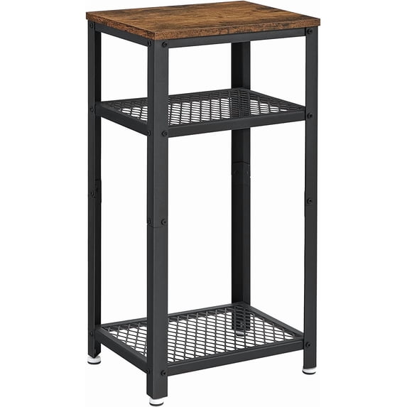 VASAGLE Tall Side Table, Telephone Table End Table with 2 Mesh Shelves for Living Room Bedroom Home Office