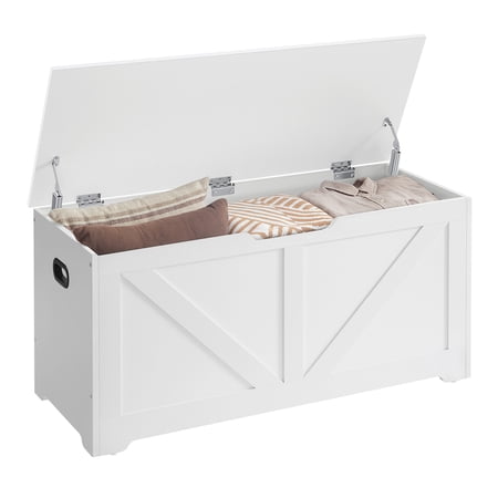 VASAGLE Urban Hipster Medium Density Fiberboard Barn Storage Trunk with Safety Hinges, White