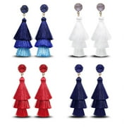 VASCWECD Bohemian Style Colorful Layered Tassel Earrings Handwoven Dangle Drop Stud for Women Girls Christmas Mother's Day Gift