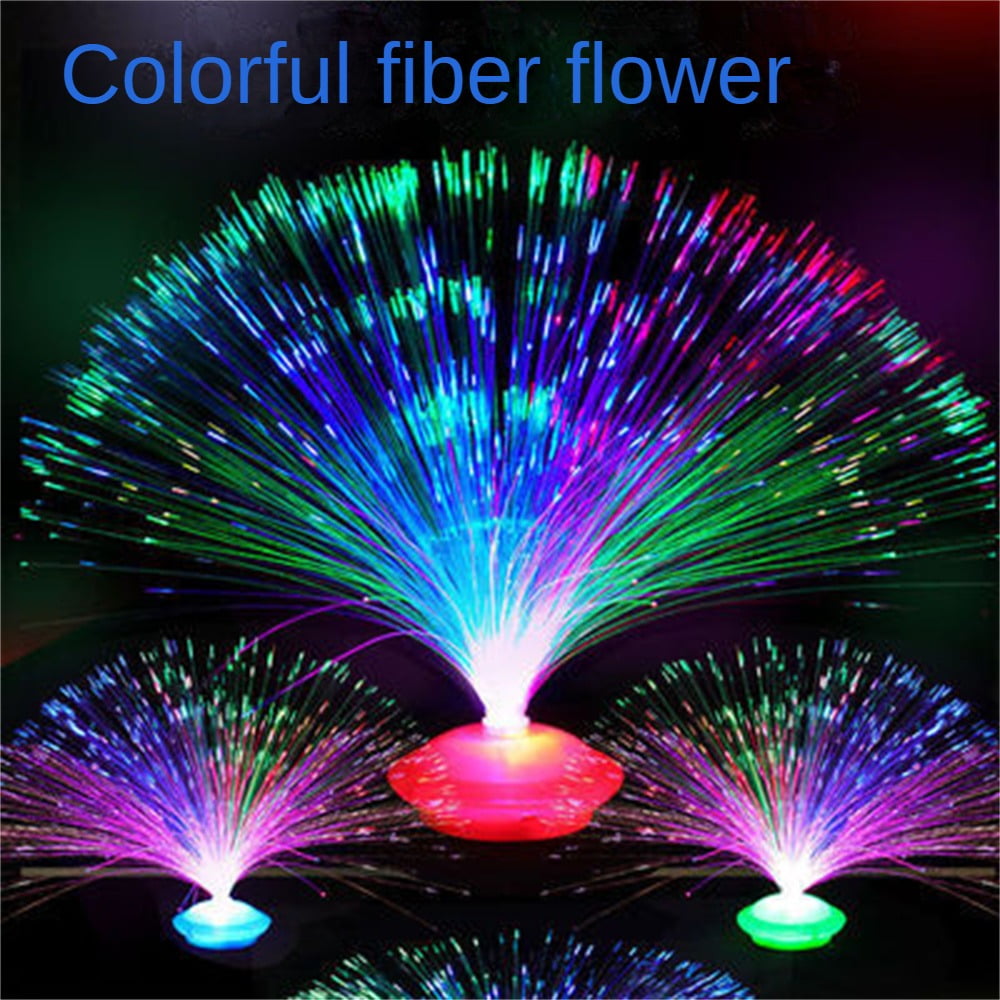 VASCWECD Gem Base Fiber Optic Lamp Led Seven Color Flashing Night Light Glowing All Sky Star Toy