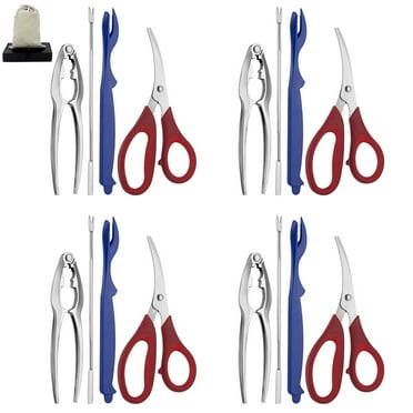 VASDEV Seafood Tools Set includes 4 Crab Crackers 4 Seafood Fork 4 Lobster Crackers 4 Seafood Scissors -Nut Cracker and Storage Bag（17 Piece ）