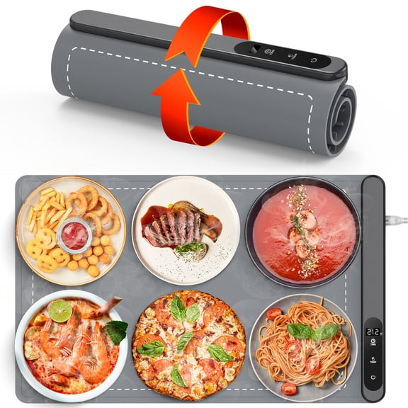 VASG Warming Mat for Food, Electric Warming Tray with 6 Adjustable Temperature Settings and 6-Hour Timer, Food Warmers for Parties Buffet, Events & Family Gatherings (Gray)