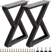 VASGOR 16-Inch Heavy-Duty Metal Table Legs Set of 2, Black Double Triangle Design, Furniture Leg for Bench, Coffee Table, DIY Projects   Includes Screws & Floor Protectors