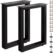 VASGOR 16-Inch Heavy-Duty Metal Table Legs Set of 2, Black Rectangular Design, Furniture Leg for Bench, Coffee Table, DIY Projects   Includes Screws & Floor Protectors