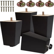 VASGOR 4 inch Wood Furniture Legs - Square Sofa Legs, Couch Leg - Brown Mid-Century Modern Replacement Legs for Armchair Recliner Coffee Table Dresser 4 PCS