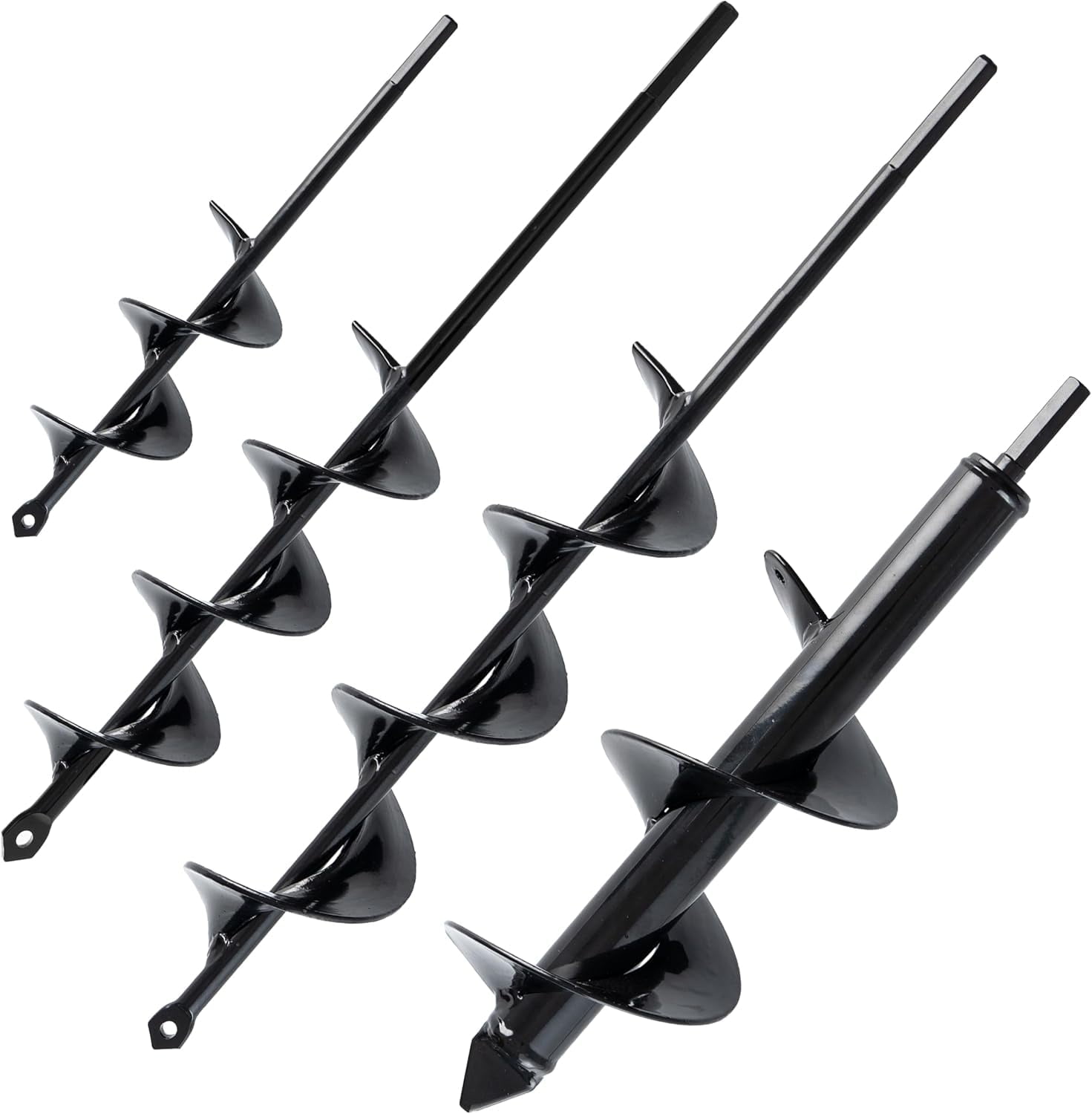 VASGOR Set of 4 (1.6x9", 2x14.5", 2.6x16.5", 3x12") Auger Drill Bit for Planting - Easy planter garden Auger - Bulb & Bedding Plant Augers - Posthole Digger for 3/8” Hex Drive Drill