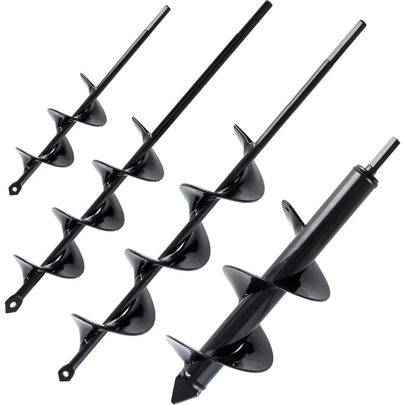 VASGOR Set of 4 (1.6x9", 2x14.5", 2.6x16.5", 3x12") Auger Drill Bit for Planting - Easy planter garden Auger - Bulb & Bedding Plant Augers - Posthole Digger for 3/8 Hex Drive Drill