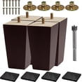 thumbnail image 1 of VASGOR Set of 4 Wood Furniture Legs (Drill Bit Included)- Square Sofa Legs, Couch Leg - Brown Mid-Century Modern Replacement Legs for Armchair Recliner Coffee Table Dresser (5"), 1 of 8