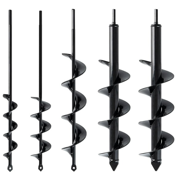 VASGOR Set of 5 Auger Drill Bit for Planting (1.6x16", 2x16", 2.6x16", 3x16", 3.5x16") - Easy Planter Garden Auger - Bulb & Bedding Plant Augers - Post Hole Digger for 3/8 Hex Drive Drill