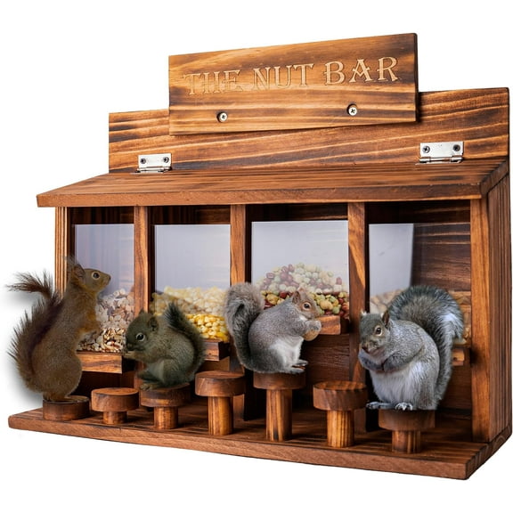 VASGOR Squirrel Feeder Table, Wooden Squirrel Picnic Table Feeder, Durable Squirrel Feeder Corn Cob, with Solid Structure, Stable Squirrels Stool Bar, 16 x 12 x 7 Inches