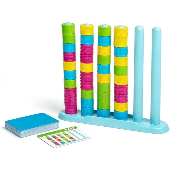 VASHU Wooden Color Match Challenge Game - Stacking Puzzle for Family & Adults with 40+ Logic Challenges, Speed & Strategy Game for Game Night Gatherings