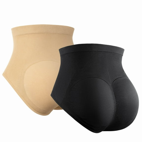 VASLANDA 2 Pack Womens Butt Lifter Panties Seamless Padded Underwear Hip Pads Enhancer Panty