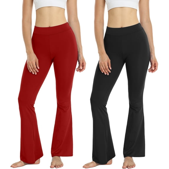 VASLANDA 2 Packs Flare Pants for Women - High Waist Workout Bootleg Yoga Leggings